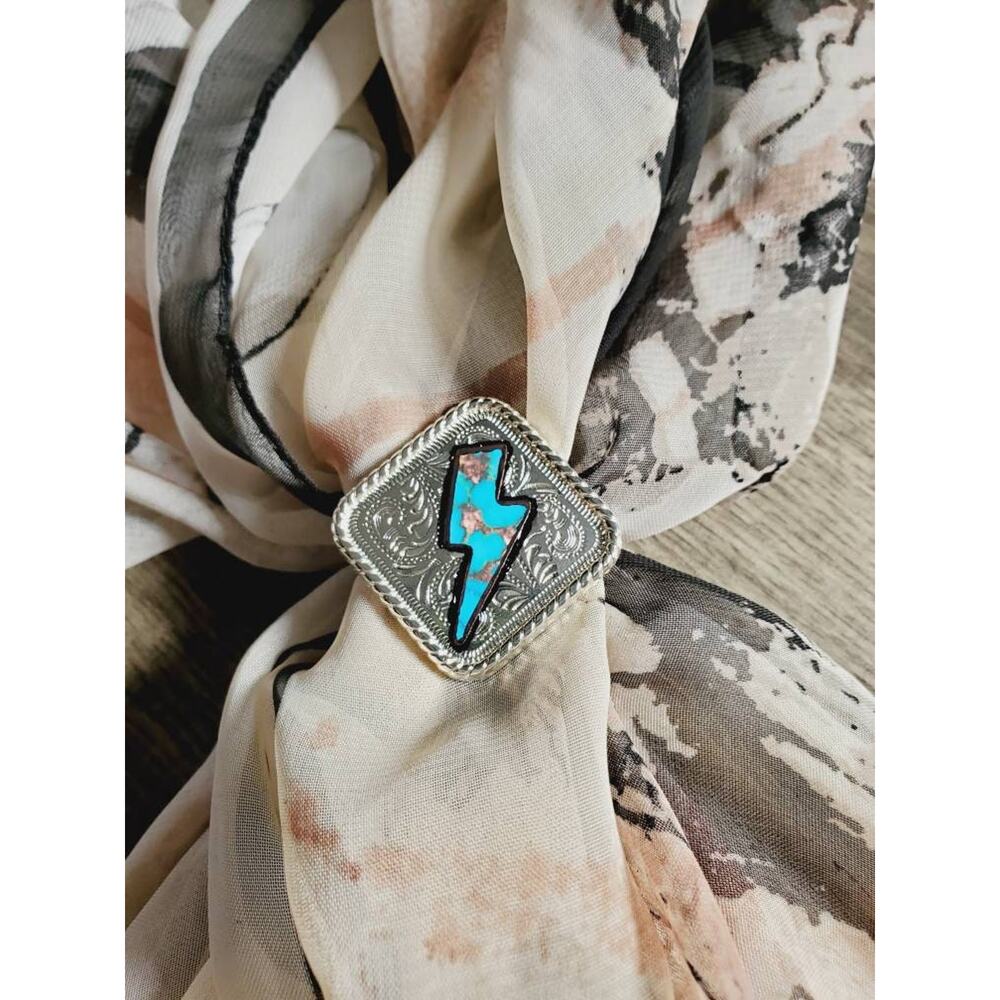 Lighting bolt scarf slide, western concho slide, wild rag slides,  bandana slide